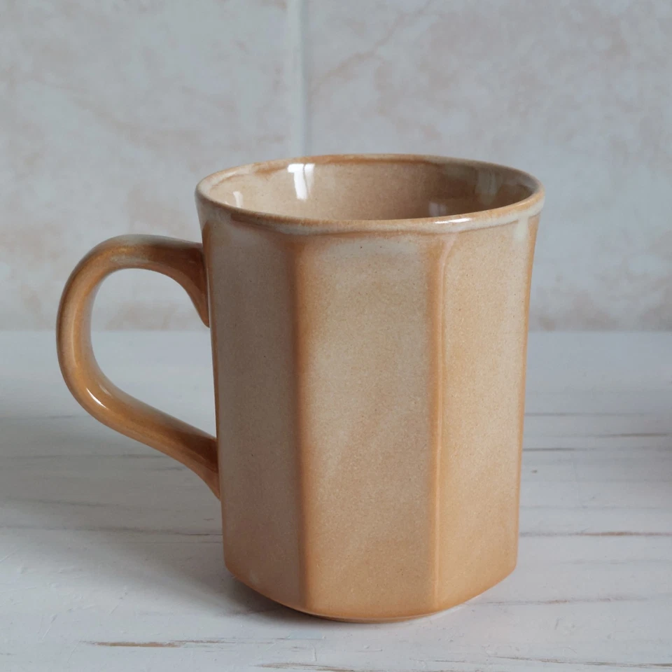 Studio Pottery Mug Cup Brown Ceramic Octagonal H 9.5cm Glazed Rustic England - Image 3 of 4