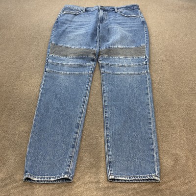Hudson Ethan Jeans Mens 38 Blue Straight Leg Moto Panel Biker Style Denim Pants