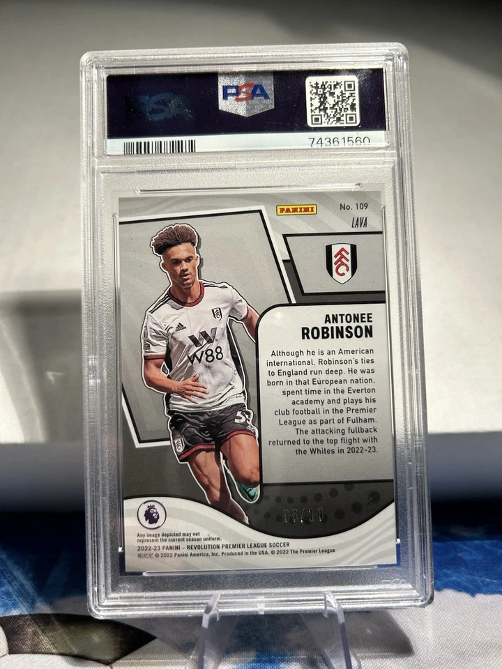 2022-23 Panini Revolution Antonee Robinson Lava /10 PSA GEM MT 10 Fulham #109 - Image 2 of 2