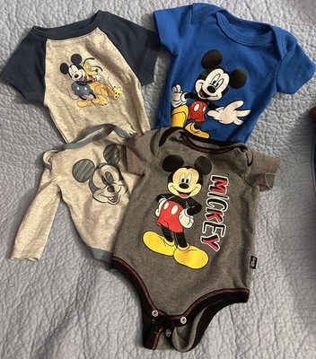 Disney Baby Bodysuit One Piece Lot 4 Mickey Mouse Jumping Beans 3 Months 6-9 MO