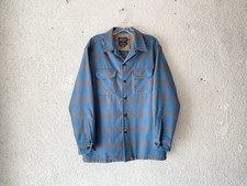 PENDLETON blue/gray WOOL SHADOW PLAID 1968 THROWBACK BOARD SHIRT S/M Original