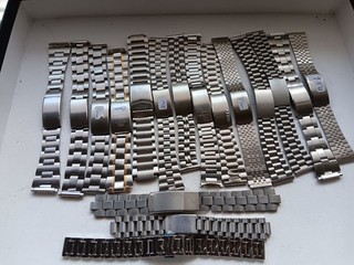 Konvolut Vintage Stahl Bänder auch Timex Roamer Orient Seiko Tressa Citizen