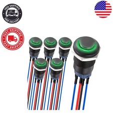 Includes 6 Waterproof 12mm LED Push Button Switches with Green Light Indicator