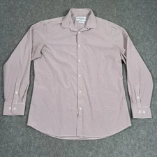 Mizzen + Main Maroon Windowpane Leeward Trim Fit Dress Shirt Men's Size XXL