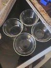 Set Of 4 Vintage Pyrex Custard Cups Ramekin Bowl Scalloped Tops 3 Line ,