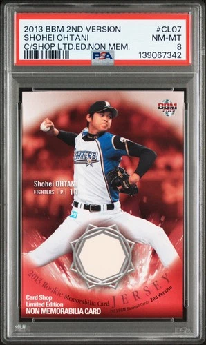 2013 BBM 2ND VERSION CARD SHOP LTD ED NON MEM #CL07 SHOHEI OHTANI PSA 8
