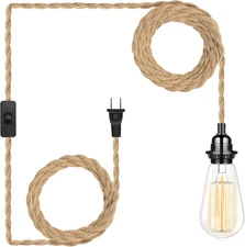 Plug in Hanging Light Fixture, 15FT Pendant Lamp Lights Cord with Switch Cord E2