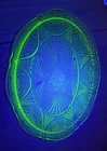 Vintage 1930’s  Hazel Atlas Green Depression  Oval Serving Platter Uranium Oxide