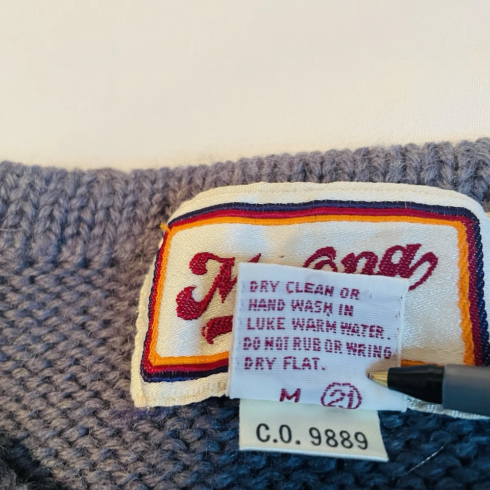 Vintage Merona Sport Wool Sweater XL Blue Yellow Rugby Stripe Hong Kong - Image 4 of 4