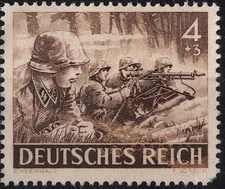 SALE: Stamp Germany Mi 832 Sc B219 1943 WW2 3rd Reich Wehrmacht Waffen Troop MH