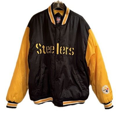 Vtg GameDay NFL Turbo Zone Pittsburgh Steelers Bomber Puffer Jacket XL