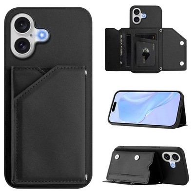 Echt Leder Kartenfach Hülle für iPhone 11 12 13 14 15 16 17 Pro Max Air