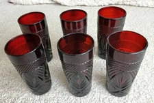 Set of 6 Vintage Luminarc Cristal D'Arques Durand Ruby Red Tumbler Glasses