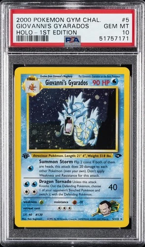 2000 POKEMON GYM CHALLENGE HOLO-1ST ED #5 GIOVANNI'S GYARADOS PSA 10
