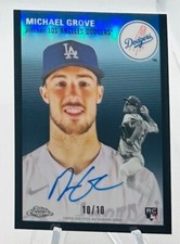 2023 Topps Chrome Platinum Black Refractor Michael Grove Dodgers Rc Auto # 10/10