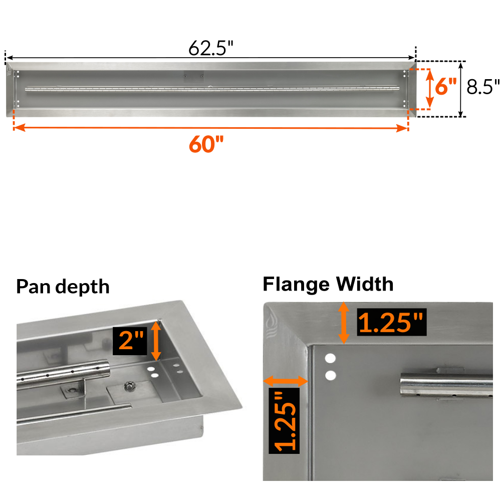 American Fireglass Linear Gas Fire Pit Kit DropIn Pan Spark Ignition