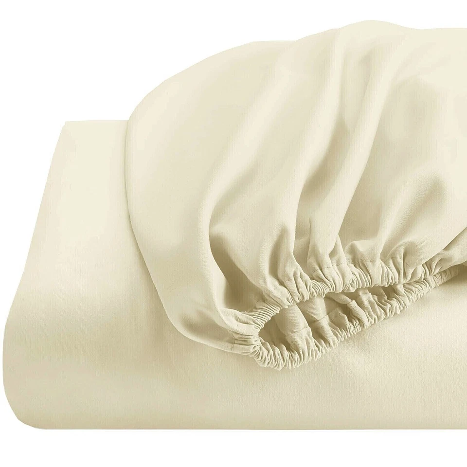 1pc Fitted Sheet/1 pc Duvet Cover 600 TC Egyptian Cotton Ivory in Solid All Size - Image 4 of 4