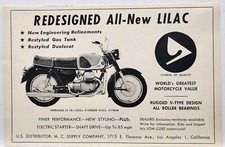 1960 Lilac LS-18 250cc Retro Original Motorcycle Print Ad 1960s