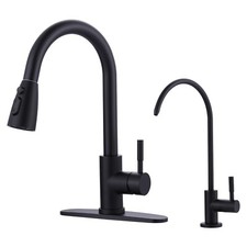 Black Kitchen Faucet and Water Filter Faucet Combo, WOWOW Stainless Steel Kit...