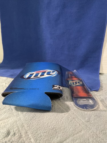 UNLV Hey Reb Logo Miller Lite Beer Koozie Cooler 20oz & Bottle Opener Set - Picture 4 of 5