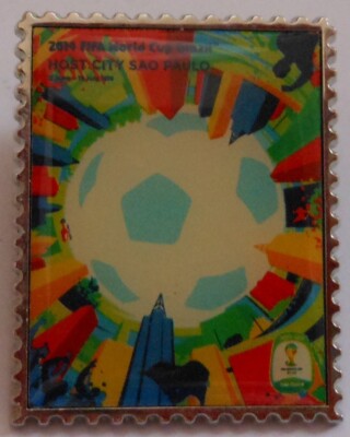Fußball WM 2014 Sao Paulo Offizieller Host City Pin Anstecker Brazil Plakat 119