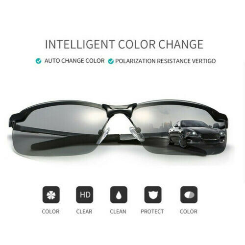 Herren Polarisierte Photochrome Sonnenbrillen uv400 Sport Driving Outdoor Brille - Picture 6 of 9