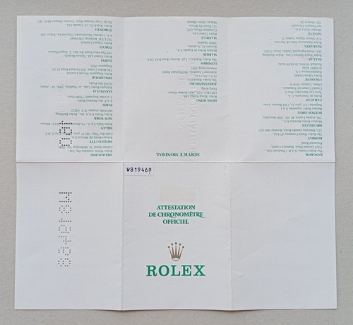 ROLEX Guarantee Warranty Paper Booklet ""W"" Serial Daytona 16520 Patrizzi - Picture 2 of 5