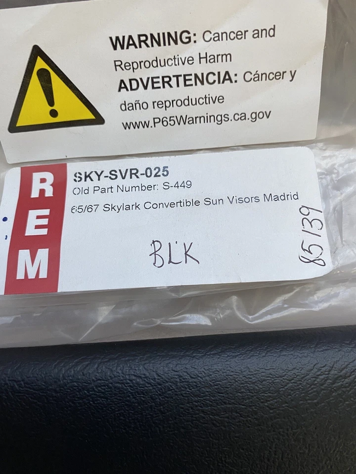 Sun Visors for 1965-1967 Buick Skylark Convertible 2DR Madrid Black - Image 2 of 4