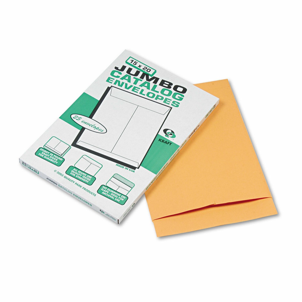 大売り出し！Made in U.S.A. catalog & Scrapbook QUALITY PARK JUMBO SIZE 15X20 BROWN KRAFT ENVELOPE 100/BOX 42355
