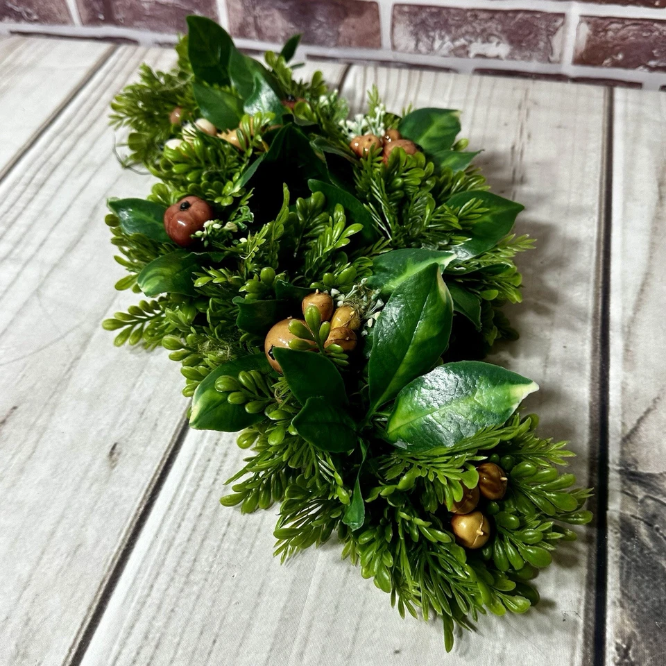 Лот из 2 винтажных колец для свечей искусственная зелень с маленькими сосновыми шишками MCM Decor' 7"" - Изображение 2 из 4