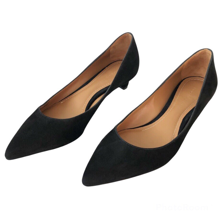 Black Suede Kitten Heel Pumps Size 