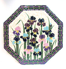 Spring Iris Mosaic Wall Art Handmade Ceramic Tile Decor 23" x 23"