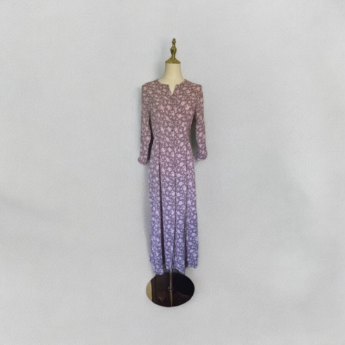 April Cornell Midi Dress Sz M 3/4 Sleeves Pink Rose Cottagecore Prairie Boho