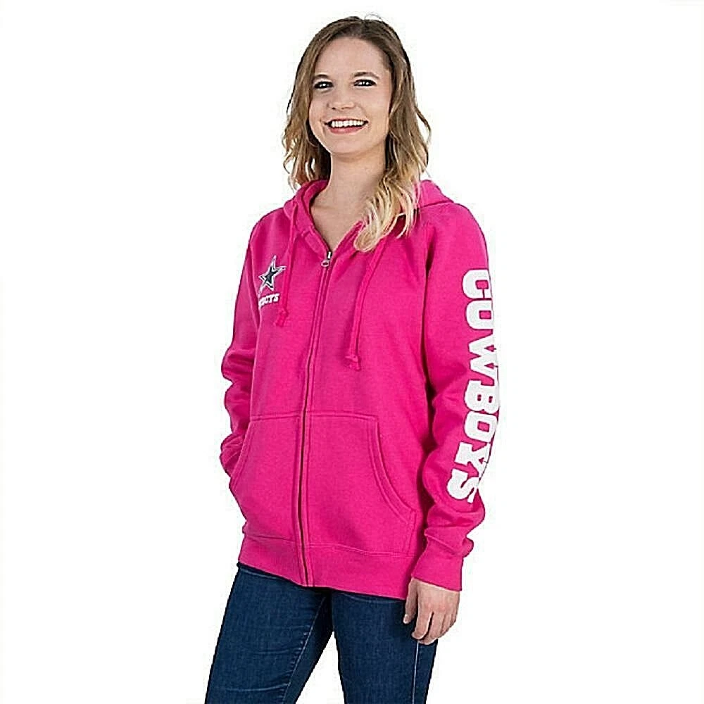 Dallas Cowboys NFL Ladies Pink Full Zip Cheer Hoodie X-Small