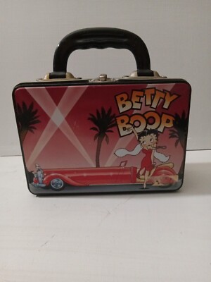 Vintage 1997 King Features 7 1/2'' Betty Boop Metal Lunch Box/Storage Box