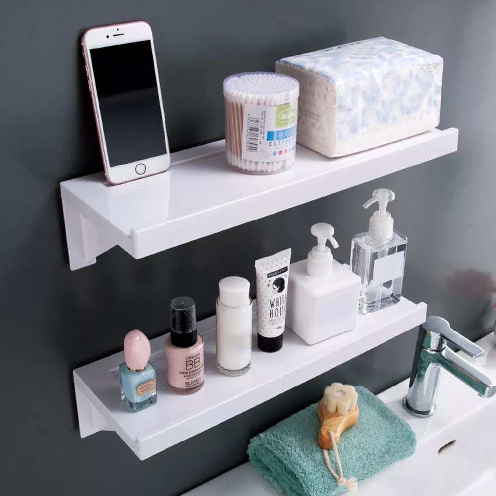 White Plastic Bathroom Corner Shower Shelf Wall Rack Storage Caddy