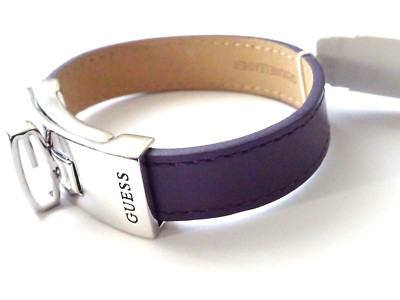GUESS Damen Armband Leder 16 cm Lila Edelstahl poliert Elegant Trendig & Chic