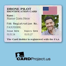 Drone Pilot ID Card - FAA Registration, Photo, Signature  Biodegradable Plastic