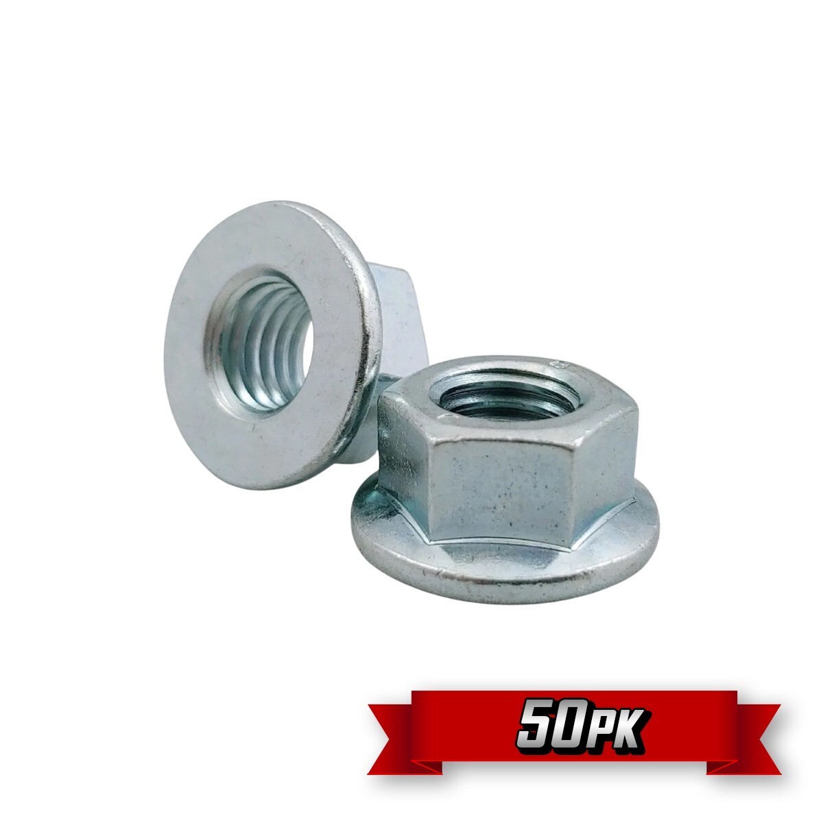 Hex Flange Nut, Non-Serrated, 5/16"-18 Thread, Zinc {50pk}
