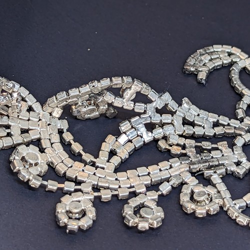 Antique vintage silver pl claw set rhinestone large panel sewing jewellery - Picture 11 of 12
