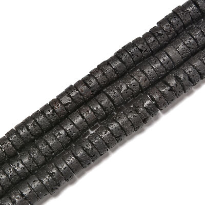Black Lava Rock Heishi Disc Beads Size 3x6mm 3x8mm 15.5'' Strand