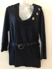 M&S Navy Jumper w Belt BNWT Size M Shawl Collar Made in Italy