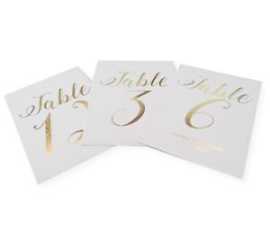 White with Gold Rose Gold Foil Wedding Table Numbers Venue Decor Table Sign A6