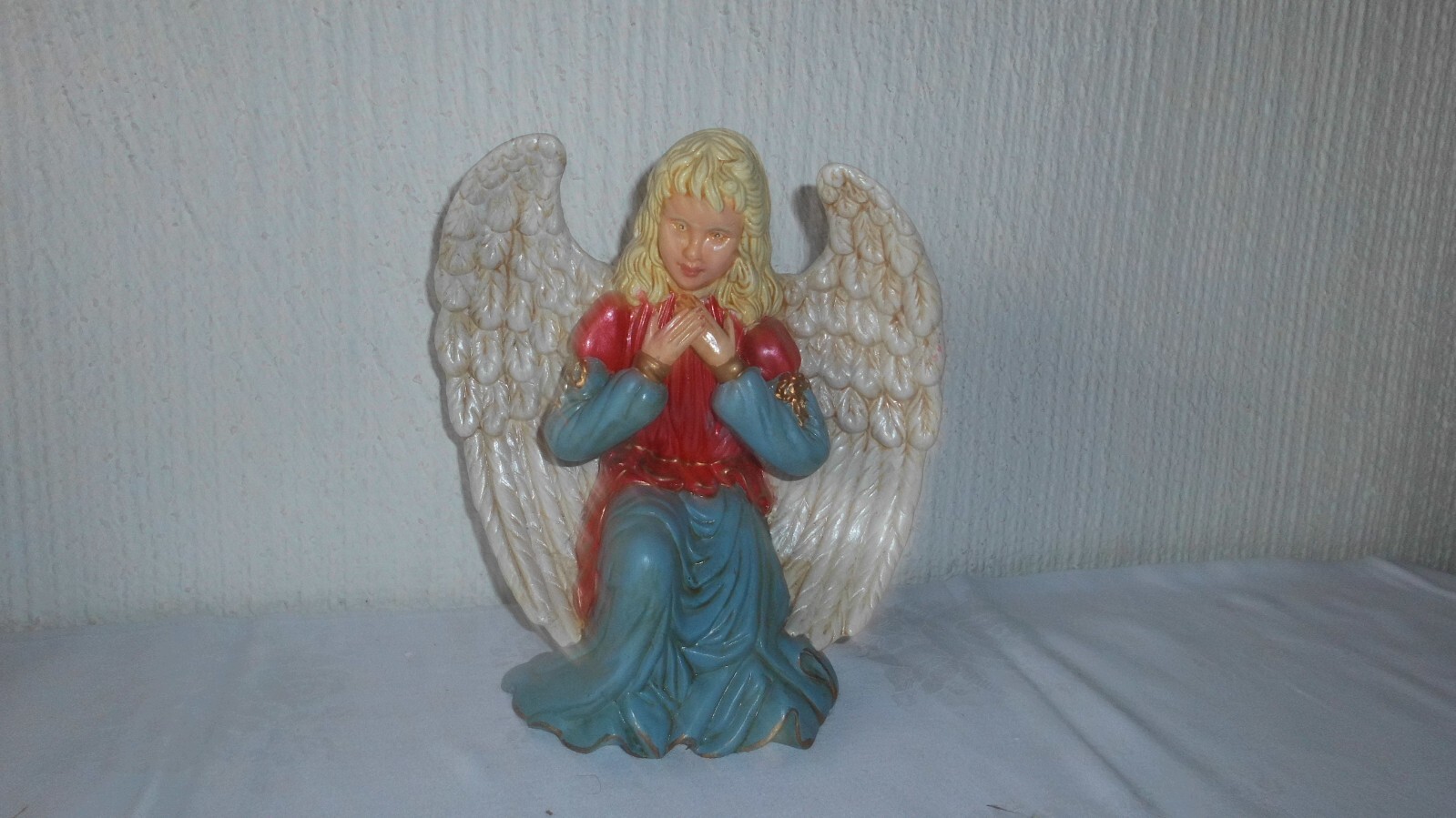Schutzengel Engelfigur Engel Figur Heiligenfigur Religion Keramik Ton H 19 cm