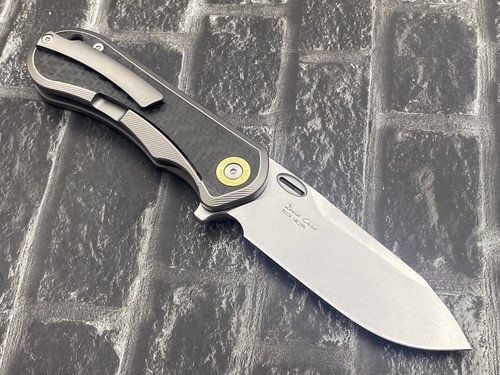 TwoSun Folding Knife 14C28N Blade Titanium/CF Handle Pocket Knife TS526-14C28N-C - Picture 2 of 11