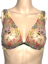 $70 VICTORIAS SECRET DREAM ANGELS UNLINED PLUNGE BRA FLORAL EMBROIDERED LACE NWT