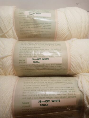 Lot of 3 Sears Glisten 5632 Yarn 56 Off White 70066 4 Ply 4 oz - Picture 2 of 12