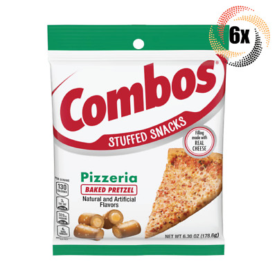 6x Bags Combos Pizzeria Flavor Real Cheese Baked Pretzel Stuffed Snacks | 6.3oz
