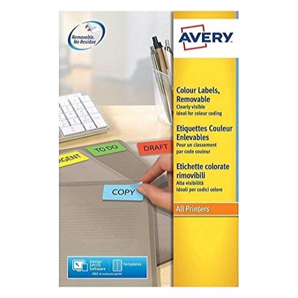 Avery Coloured Labels Laser 24 per Sheet 63.5x33.9mm Yellow Ref L6035-20 [480 La
