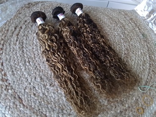 12A BRAZILIAN VIRGIN HUMAN HAIR 22+22+22INCH 3BUNDLES WATER WAVE 4#/27# BALAYAGE - Picture 3 of 5